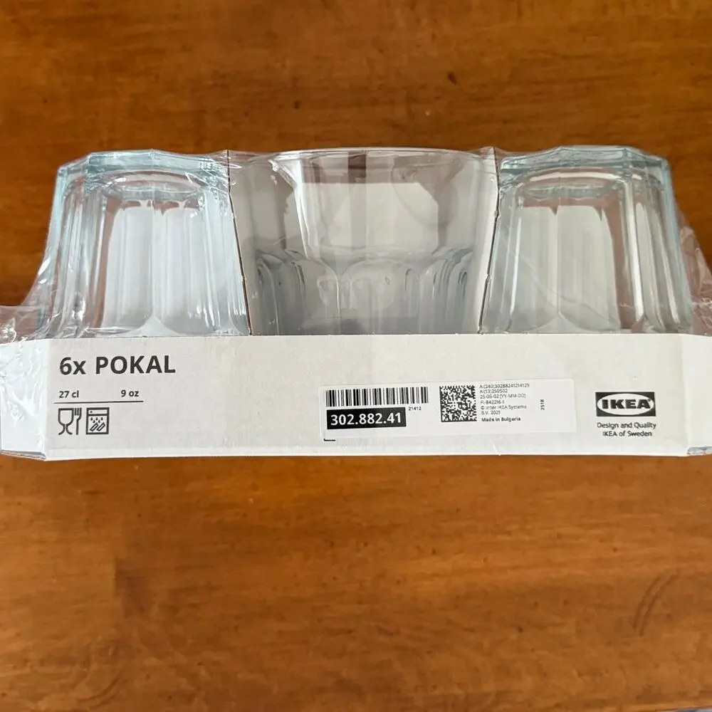 IKEA POKAL Clear 9 oz Glass (Set of 6)